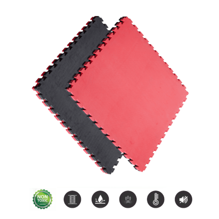 แผ่นยางจิ๊กซอว์ฟิตเนส EVA Homefittools 1x1 ม. หนา 25mm สีแดง-ดำ_0